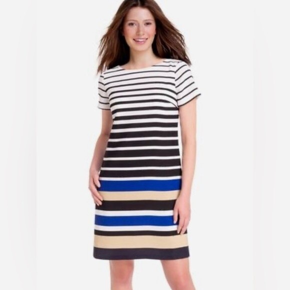 The Limited black tan and blue shift dress size 8 - Picture 1 of 8